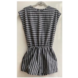 Striped Shorts Romper with Pockets M